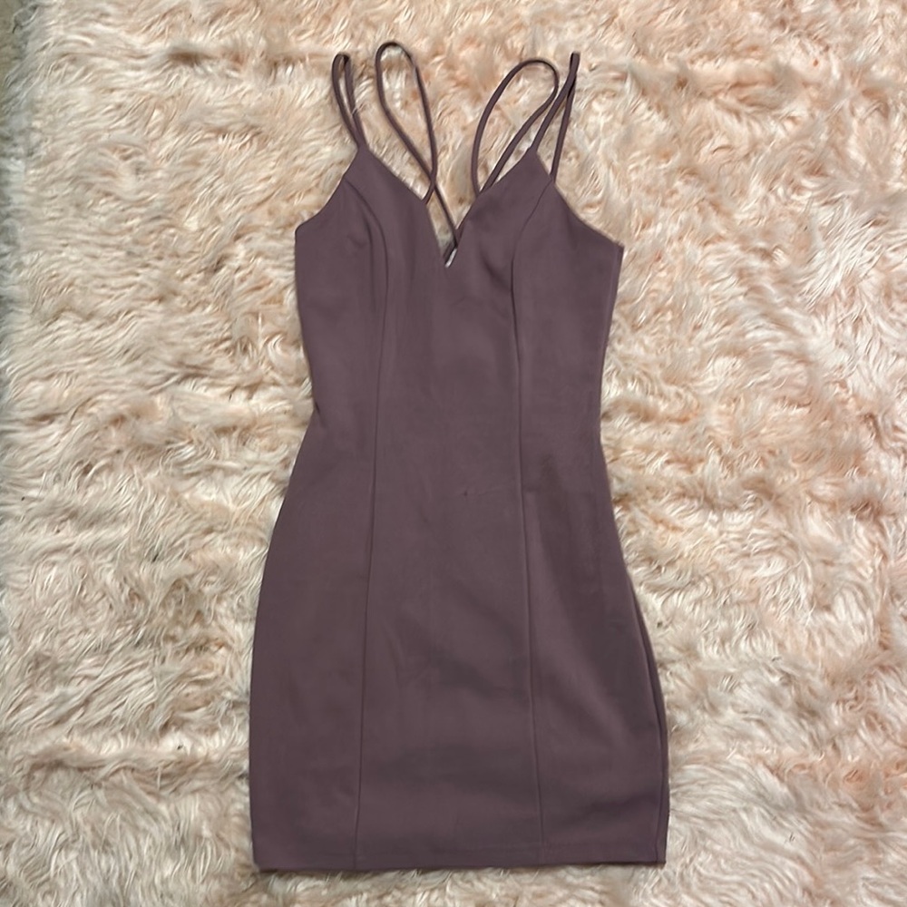 Elegant Mauve Spaghetti Strap Dress